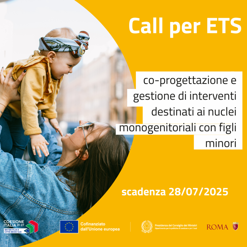 Roma: al via la Manifestazione di Interesse per la co-progettazione di interventi a favore di nuclei monogenitoriali con minori